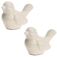 Decoratie dieren beeld vogel wit met staart omhoog 12 cm