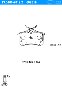 Remblokkenset, schijfrem ATE, u.a. für VW, Ford, Citroën, Peugeot, Seat, Lancia, Fiat