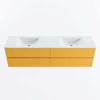 MONDIAZ VICA 180cm badmeubel onderkast Ocher 4 lades. Wastafel CLOUD dubbel 2 kraangaten, kleur Talc.