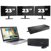 Acer Aspire A315-44P - AMD Ryzen 7 5700U - 15 inch - 16GB RAM - 256GB SSD - Windows 11 Home + 3x 23 inch Monitor