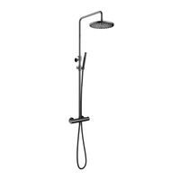 Hotbath Cobber Opbouw Regendoucheset Met Thermostaatkraan Met 30cm Ronde Hoofddouche en Staafhanddouche Zwart Chroom