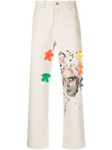 KidSuper illustration-print straight-leg jeans - Tons neutres