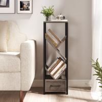 Boekenkast in Boomvorm 4 Niveaus Staand Rek met Lade en Metalen Frame CD- en DVD-Plank Kantoorrek Opbergrek voor Woonkamer Slaapkamer