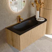 Badmeubel Mondiaz Kurve | 105 cm | Meubelkleur Oak | Wastafelkleur Urban | Links spoelbak | 1 kraangat