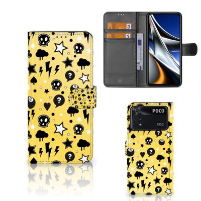 Telefoonhoesje met Naam Xiaomi Poco X4 Pro 5G Punk Geel | Portemonnee hoesje Telefoonhoesje met Naam Xiaomi Poco X4 Pro 5G Punk Geel | Portemonnee hoesje