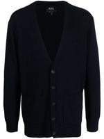 A.P.C. cardigan en maille fine à col v - Bleu