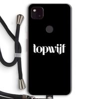 Topwijf Zwart: Pixel 4a 5G Transparant Hoesje met koord