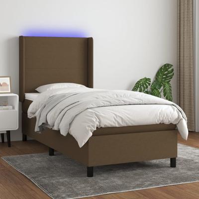 Boxspring met matras en LED stof donkerbruin 80x200 cm