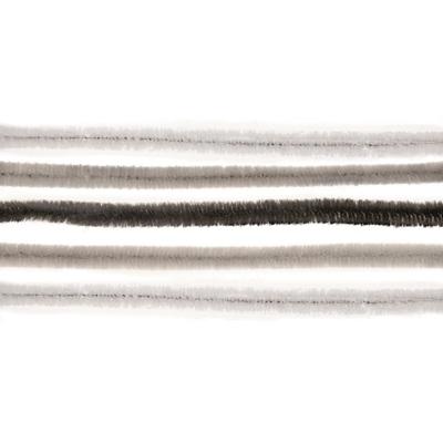 Chenilledraad - 10x - wit/grijs/zwart - 50 cm - hobby/knutsel