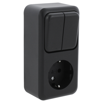 Q-Link Contactdoos | Opbouw | Combinatie | Serie | Zwart - 00.945.71