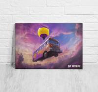 Vliegende bus met luchtballon canvas