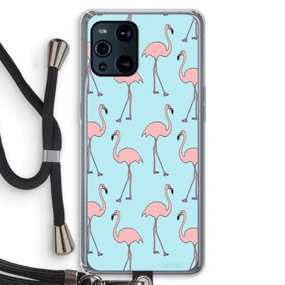 Anything Flamingoes: Oppo Find X3 Transparant Hoesje met koord