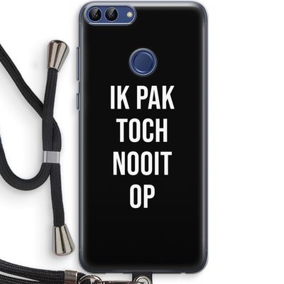 Ik pak nooit op - Zwart: Huawei P Smart (2018) Transparant Hoesje met koord