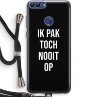 Ik pak nooit op - Zwart: Huawei P Smart (2018) Transparant Hoesje met koord