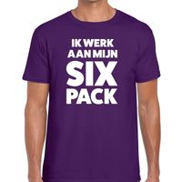 Paars Ik werk aan mijn SIX Pack fun t-shirt voor heren 2XL  - - thumbnail