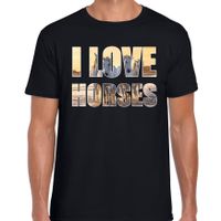 I love horses / paarden dieren t-shirt zwart heren - thumbnail