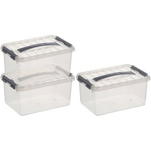 3x Kunststof stapelbare opbergbak 6 liter 30 cm - Opbergbox