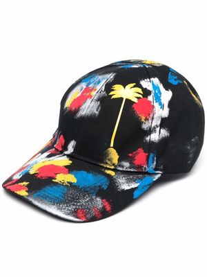 Palm Angels casquette Palm à effet peinture graffiti - Noir