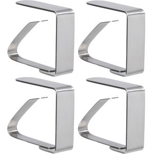 4x Tafelzeil of kleed klemmen RVS 5 x 4 cm   -