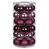 30x Berry Kiss mix roze/rode glazen kerstballen 6 cm glans en mat - thumbnail