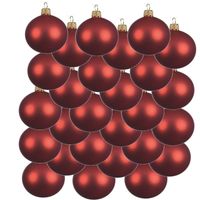 24x Kerst rode glazen kerstballen 8 cm mat - thumbnail