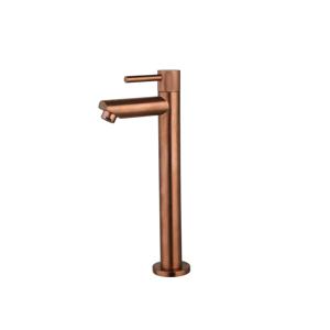 Fonteinkraan Opbouw Sanilux Ribb Hoog Rond Met Geribbeld Knop Brons Sanilux