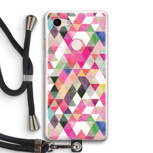 Gekleurde driehoekjes: Pixel 3 Transparant Hoesje met koord