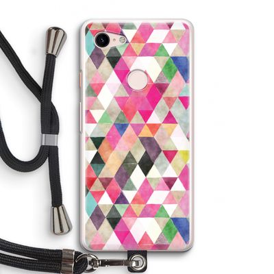 Gekleurde driehoekjes: Pixel 3 Transparant Hoesje met koord