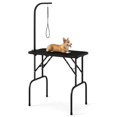 Opvouwbare Hondenverzorgingstafel Huisdierverzorgingstafel in Hoogte Verstelbaar Trimtafel met Lussen Zwart 80,5 x 46 x 76,5 cm
