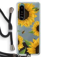 Sunflower and bees: Sony Xperia 5 III Transparant Hoesje met koord