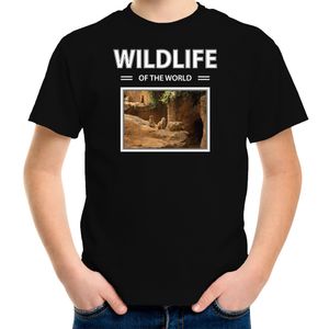 Stokstaartje t-shirt met dieren foto wildlife of the world zwart voor kinderen XL (158-164)  -