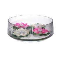 Bloemenvaas laag model - transparant smoke glas - D32 x H11 cm - vaas/lage schaal