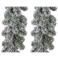 Set van 3x stuks kerst dennenslinger guirlandes groen met sneeuw 20 x 270 cm - Guirlandes - thumbnail