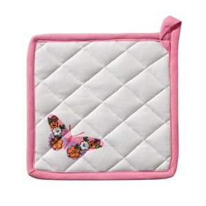 DDDDD pannenlap Butterfly - 20 x 20 cm - Wit - 6 stuks