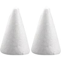 Piepschuim kegel - 2x - wit - H6 cm - styropor vormen - Hobby/diy - knutselmateriaal