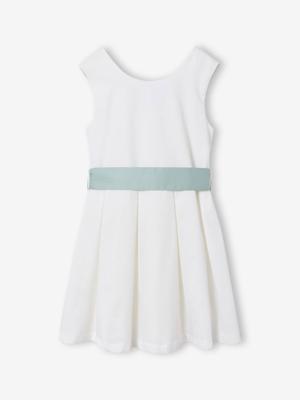 Feestelijke meisjesjurk met aquarel bloemmotieven aan de onderkant wit Feestelijke meisjesjurk met aquarel bloemmotieven aan de onderkant wit