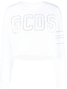 GCDS sweat crop à logo clouté - Blanc