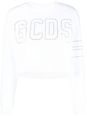 GCDS sweat crop à logo clouté - Blanc