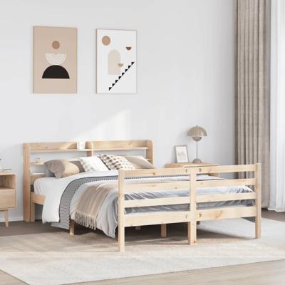 Bedframe met hoofdbord massief grenenhout 140x190 cm