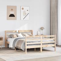 Bedframe met hoofdbord massief grenenhout 140x190 cm