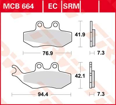 TRW Remblokken, en remschoenen voor de moto, MCB664 Allround organisch