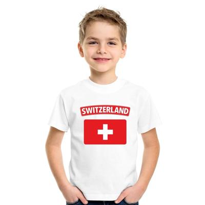 Supporters kleding - t-shirt van vlag Zwitserland - wit - voor kinderen - korte mouwen - sport Supporters kleding - t-shirt van vlag Zwitserland - wit - voor kinderen - korte mouwen - sport