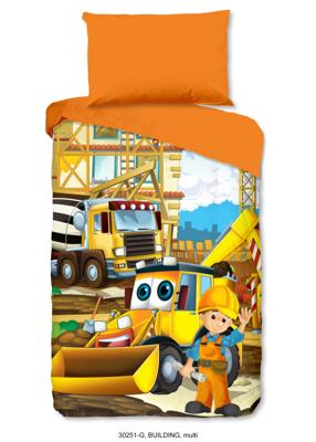 Good Morning Kinderdekbedovertrek "graafmachine" - Multi - (140x200 cm) - Katoen