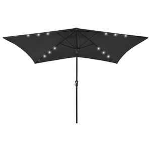 VidaXL Parasol met led&apos;s en stalen paal 2x3 m groen