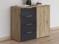 Commode MANOZA 1 deur 4 lades artisan eik/metaalgrijs