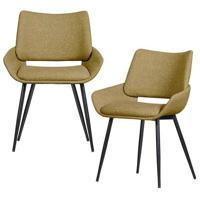 BePureHome Parade Eetkamerstoelen - Melange Stof - Mosterd - Set van 2