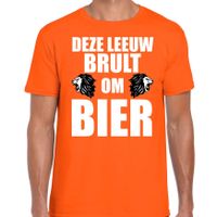 Deze leeuw brult om bier t-shirt oranje voor heren - Koningsdag / EK/WK shirts - thumbnail