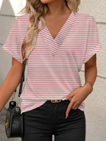 V Neck Buckle Casual Loose Shirt