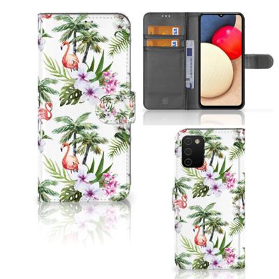 Samsung Galaxy A03s | Telefoonhoesje | Met pasjeshouder | Flamingo Palms