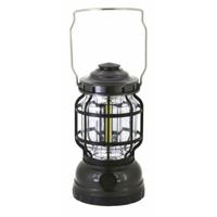 Stormlantaarn - zilver - op batterij - 10 x 18 cm - retro campinglamp - lantaarn